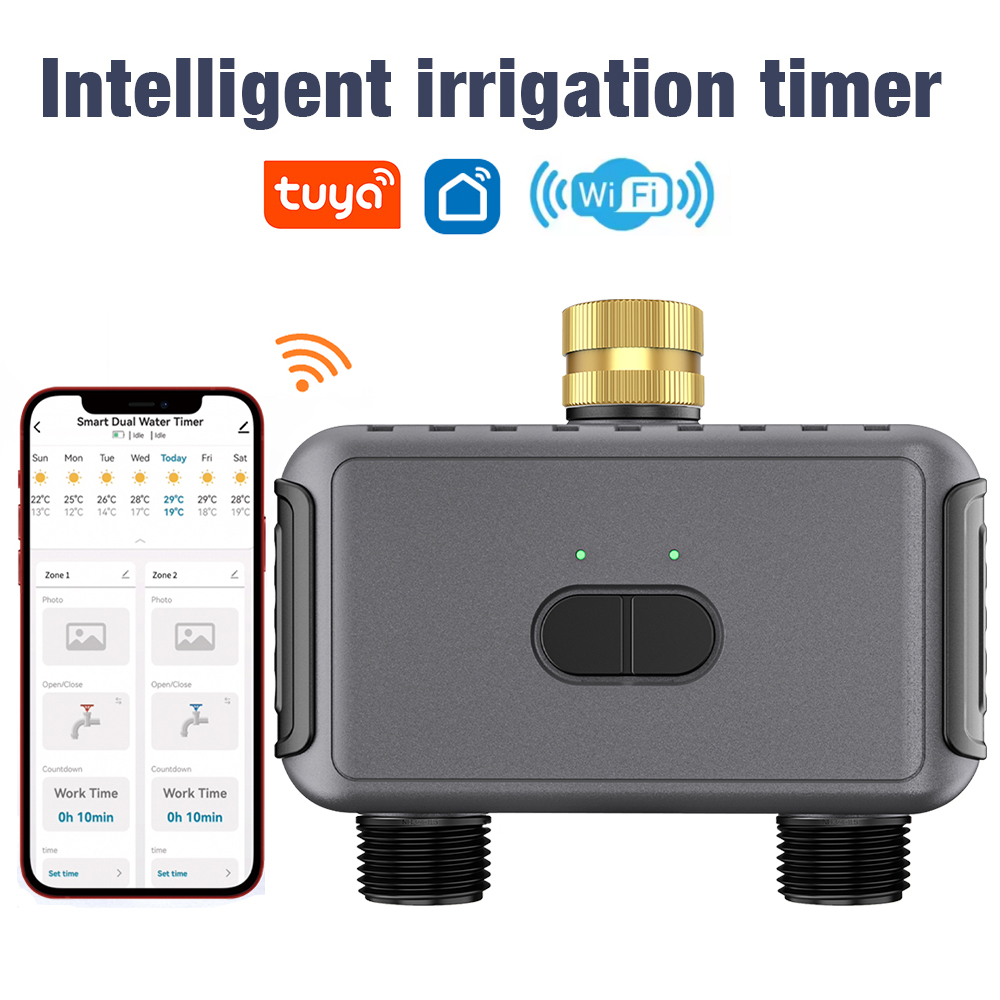 Wifi Irrigation Timer - Wifi Automatic Water Timer Dual Hose