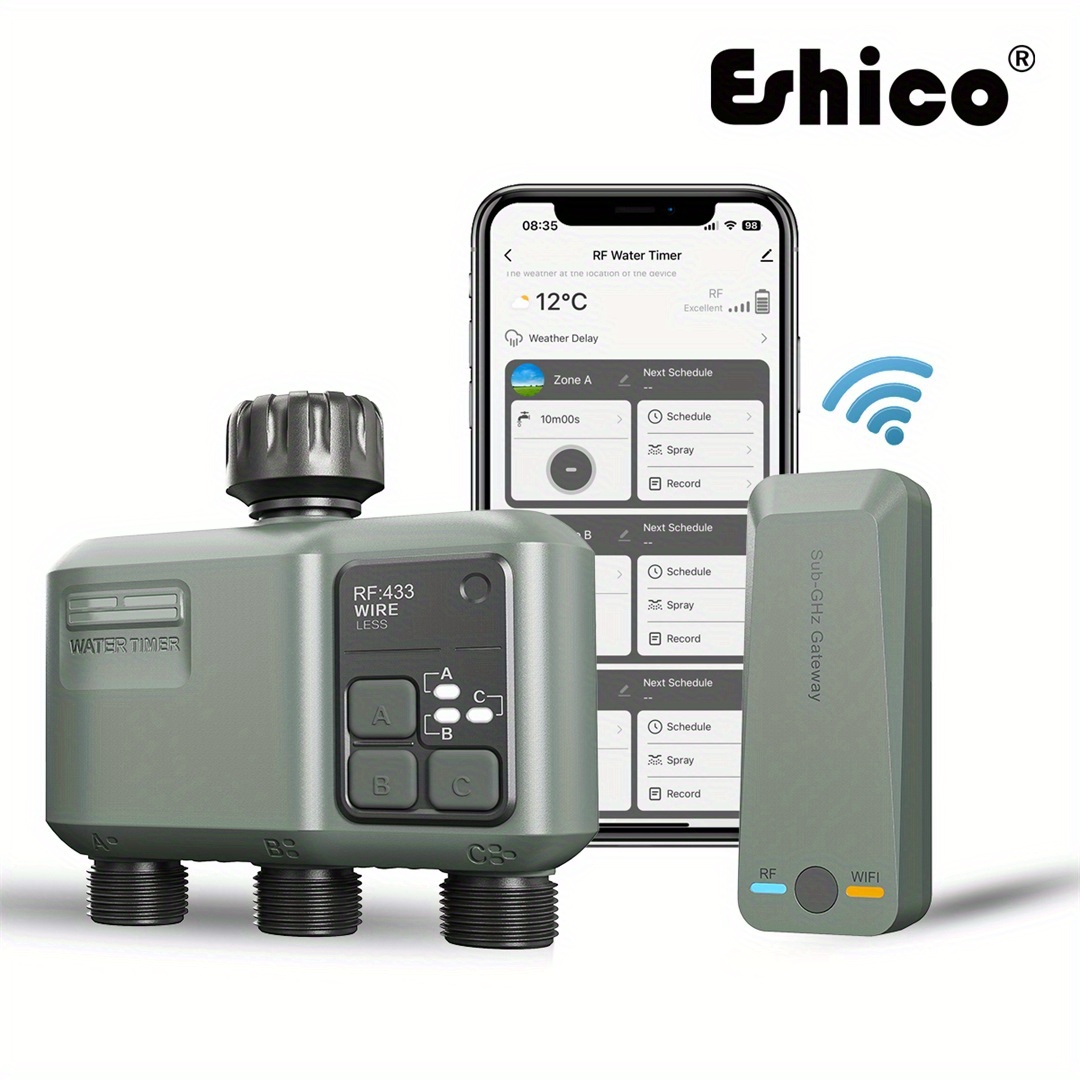 Wifi Irrigation Timer - Eshico Smart Sprinkler Timer: 3-Zone RF433