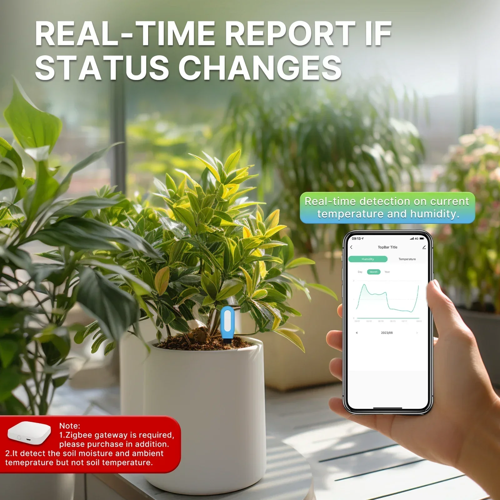 MOES Smart ZigBee Soil Tempera - Smart Garden Moisture Sensor review and price